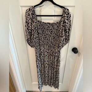 Maurices Black and Cream Floral Long Sleeve Dress